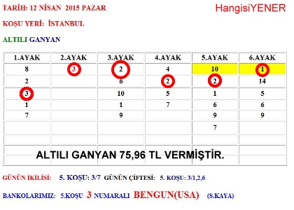 STANBUL ALTILI GANYAN HAYIRLI OLSUN