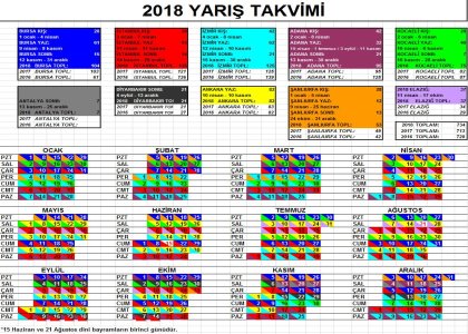 2018 yl Yar Takvimi belli oldu