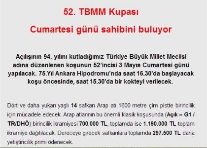 52. TBMM Kupas  Cumartesi gn sahibini buluyor